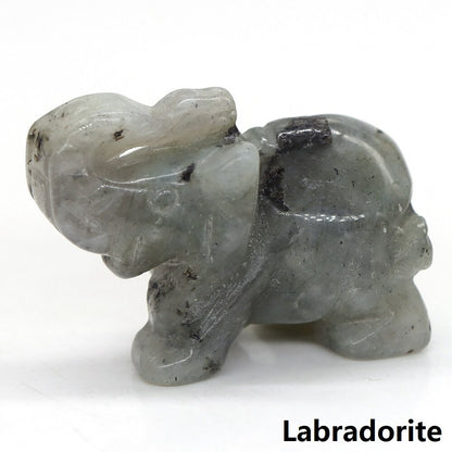 Carved Elephant Crystal - Floral Fawna