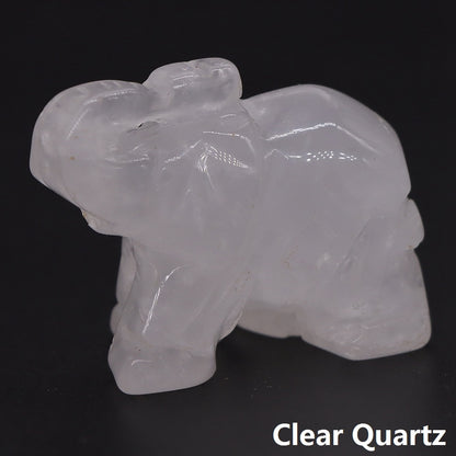 Carved Elephant Crystal - Floral Fawna