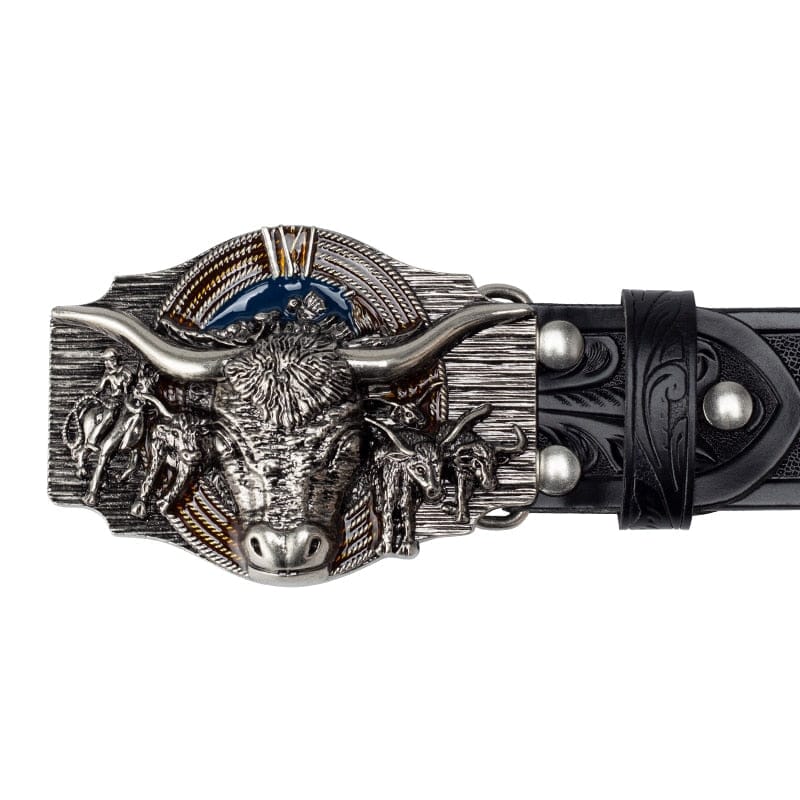 Western Bull Buckle Belt - Floral Fawna