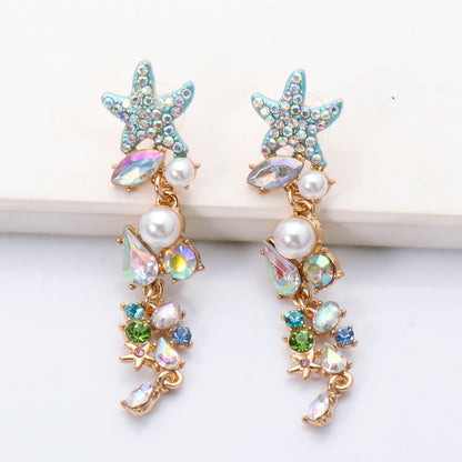 Starfish Crystal Drop Earrings - Floral Fawna