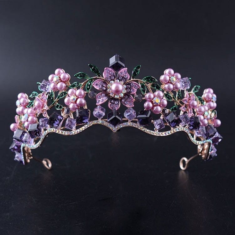 Baroque Purple Bridal Crown - Floral Fawna