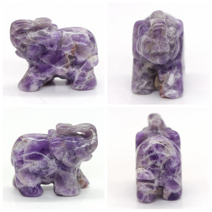 Carved Elephant Crystal - Floral Fawna