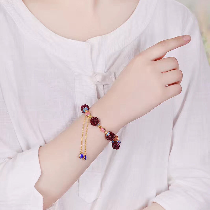 Garnet Stone Pomegranate Bracelet - Floral Fawna