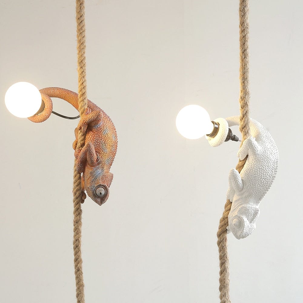 Chameleon On A Rope Ceiling Light - Floral Fawna