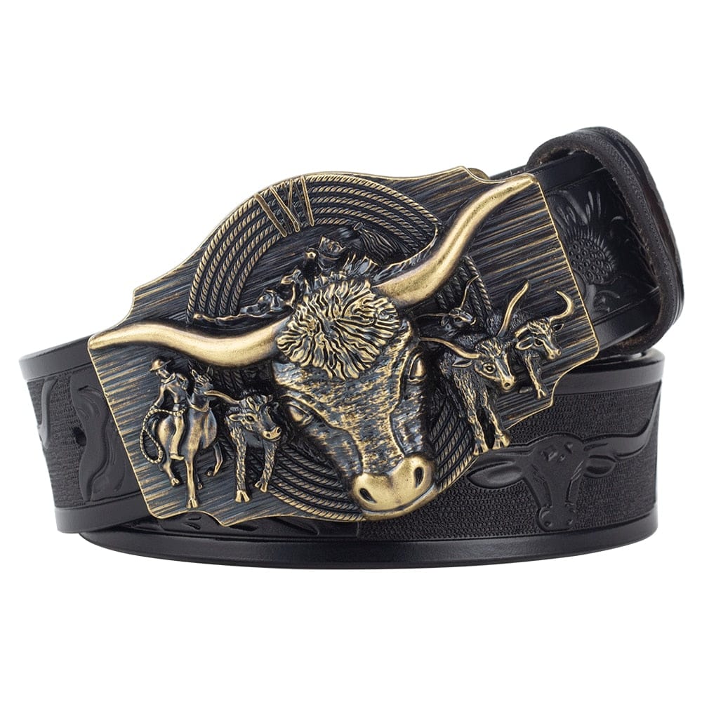 Western Bull Buckle Belt - Floral Fawna