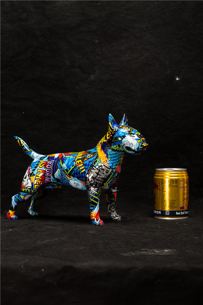 Modern Graffiti Bull Terrier Sculpture - Floral Fawna