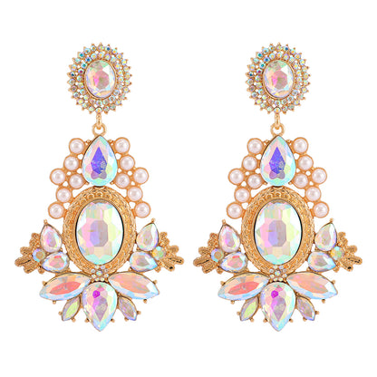 Crystal Rhinestone Chandelier Earrings - Floral Fawna