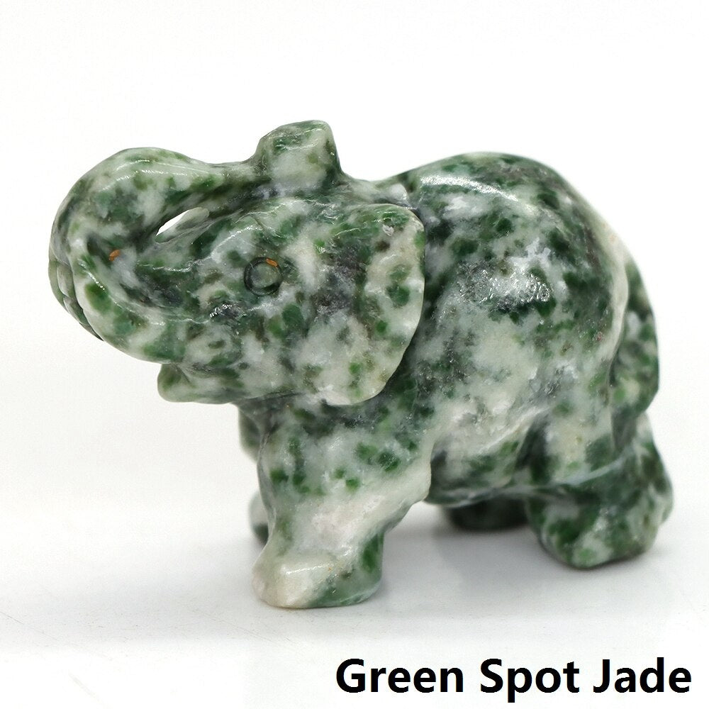 Carved Elephant Crystal - Floral Fawna