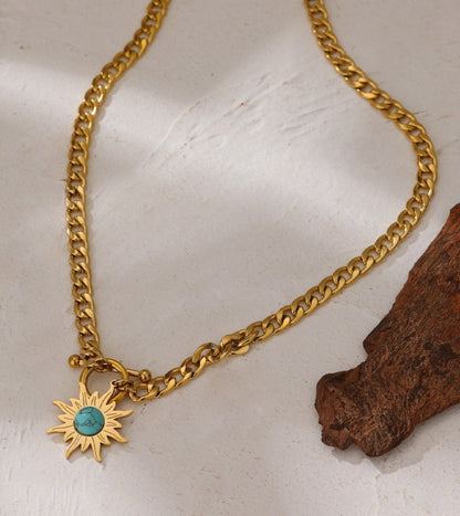 Gold Plated Sun Necklace - Floral Fawna