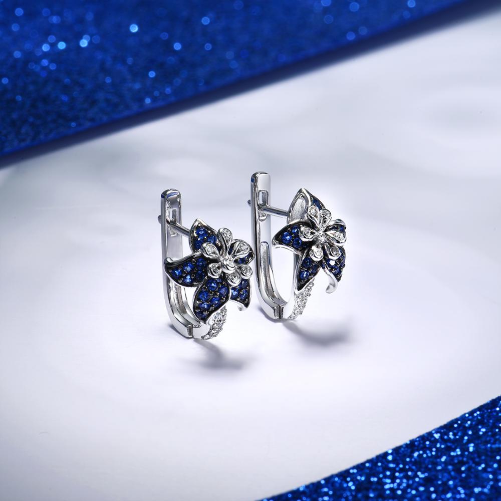 Blue Blooming Flower Silver Ring and Earrings Set - Floral Fawna