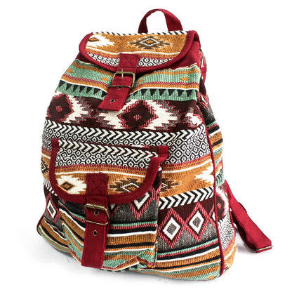 Indonesian Jacquard Backpack Bag - Floral Fawna