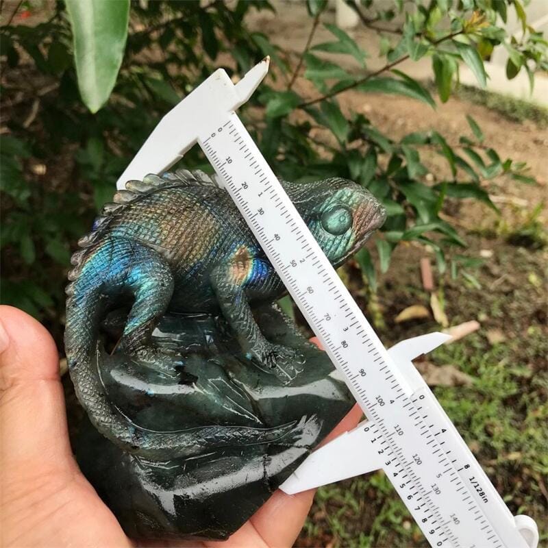 Labradorite Chameleon Ornament - Floral Fawna