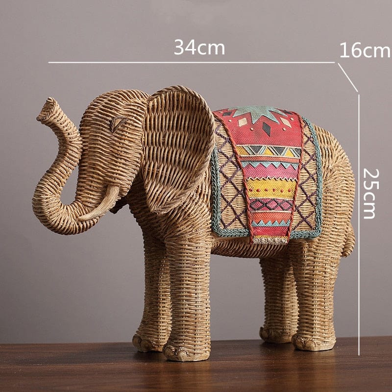 Rattan Elephant Ornament - Floral Fawna