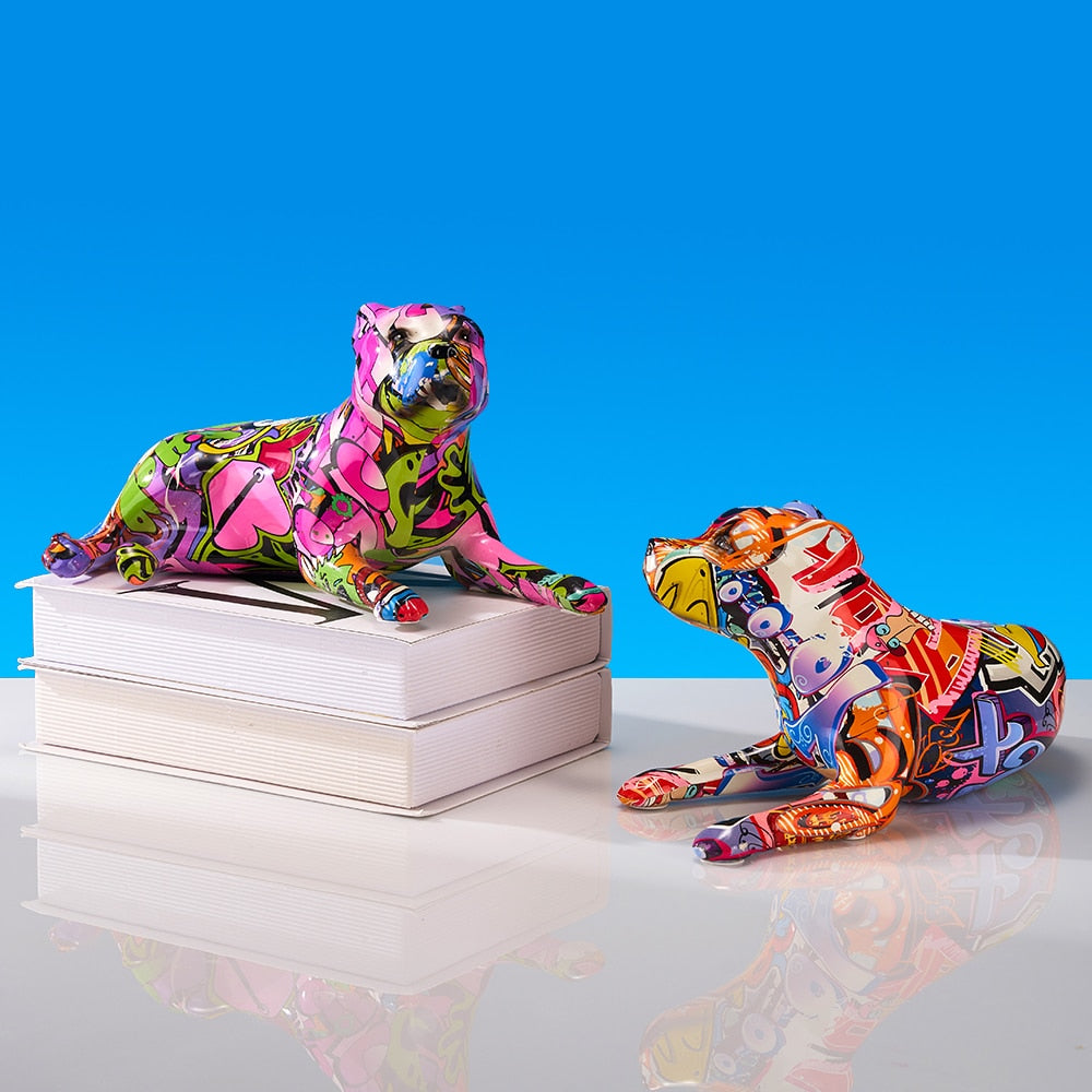 Modern Graffiti Pitbull Terrier Sculpture - Floral Fawna