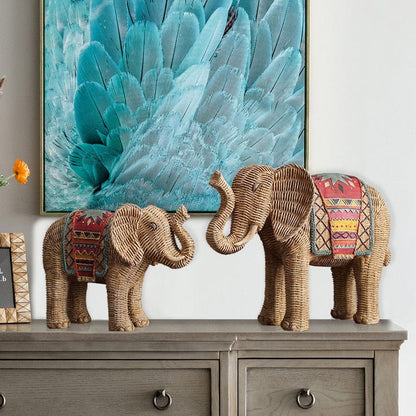 Rattan Elephant Ornament - Floral Fawna