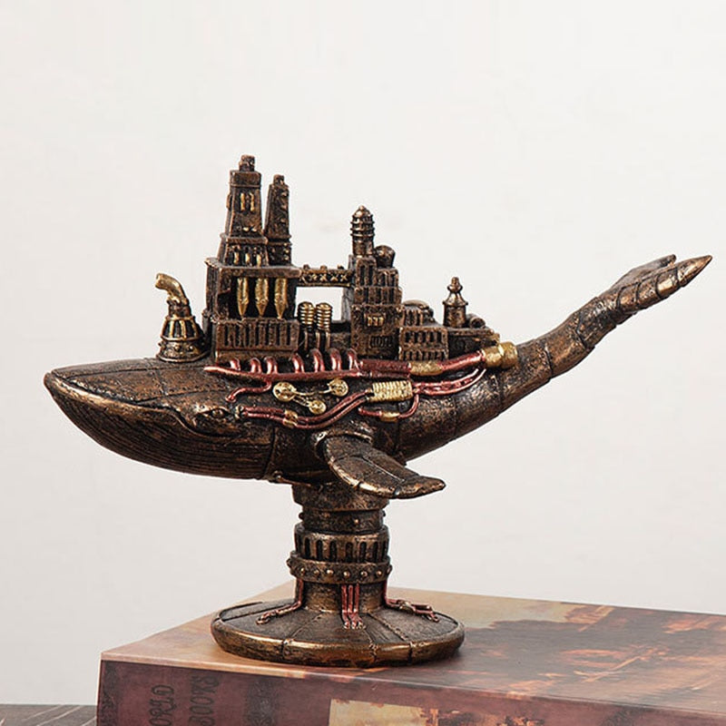 Steampunk Whale Sculpture - Floral Fawna