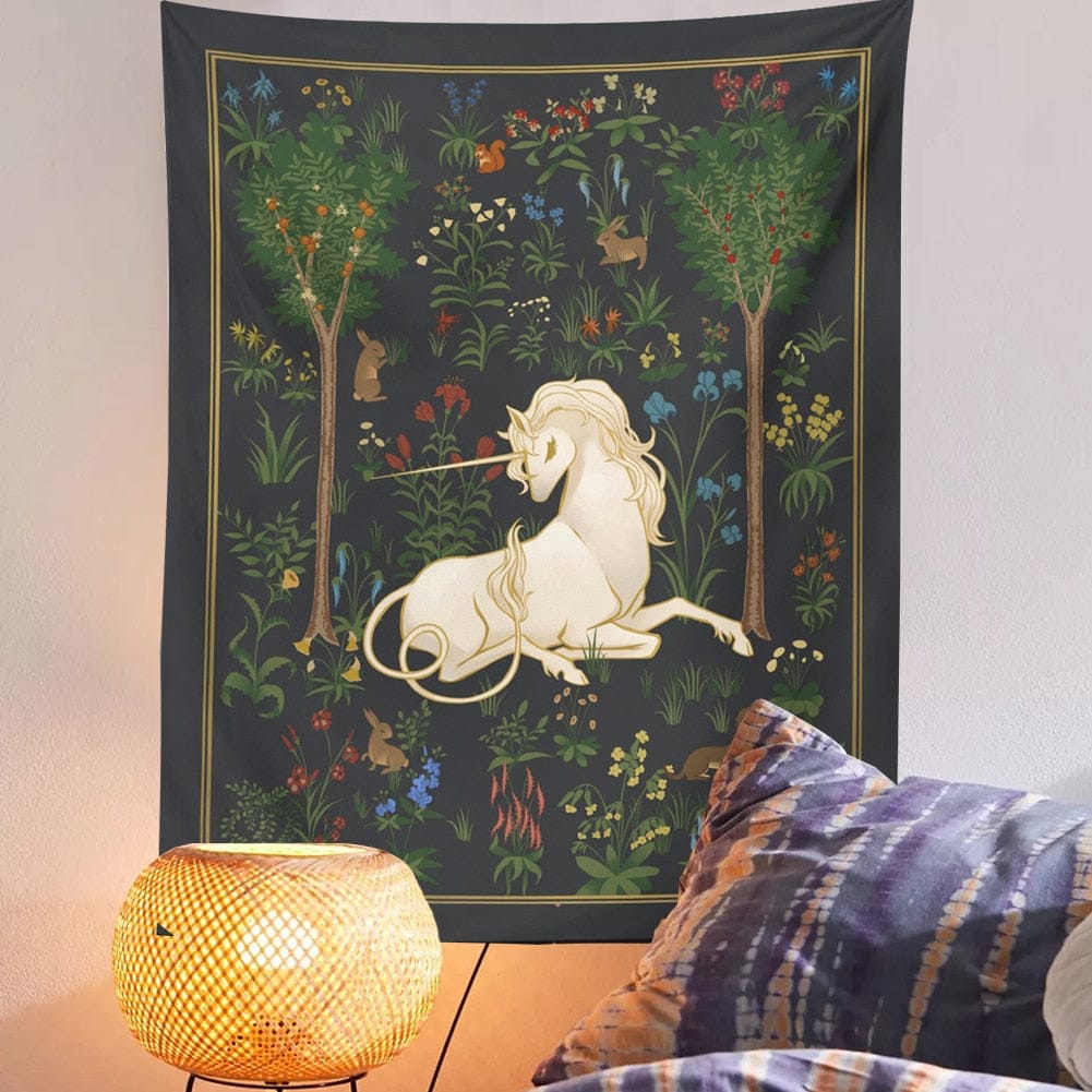 Mythical Unicorn Tapestry - Floral Fawna