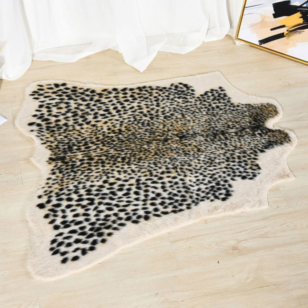 Faux Cowhide Leopard Skin Rug - Floral Fawna