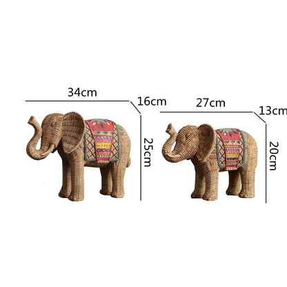 Rattan Elephant Ornament - Floral Fawna