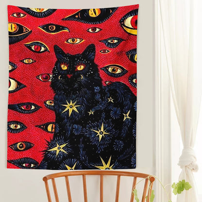 Black Cat Tapestry - Floral Fawna