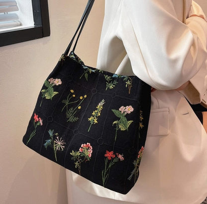 Embroidered Floral Shoulder Bag - Floral Fawna