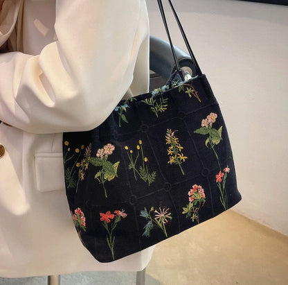 Embroidered Floral Shoulder Bag - Floral Fawna