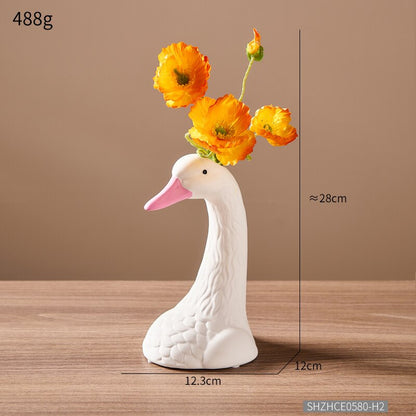 Ceramic Swan Vase - Floral Fawna