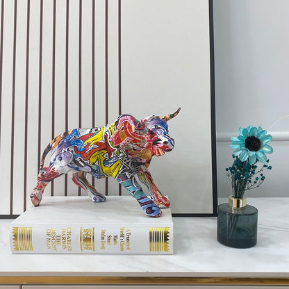 Abstract Bull Sculpture - Floral Fawna