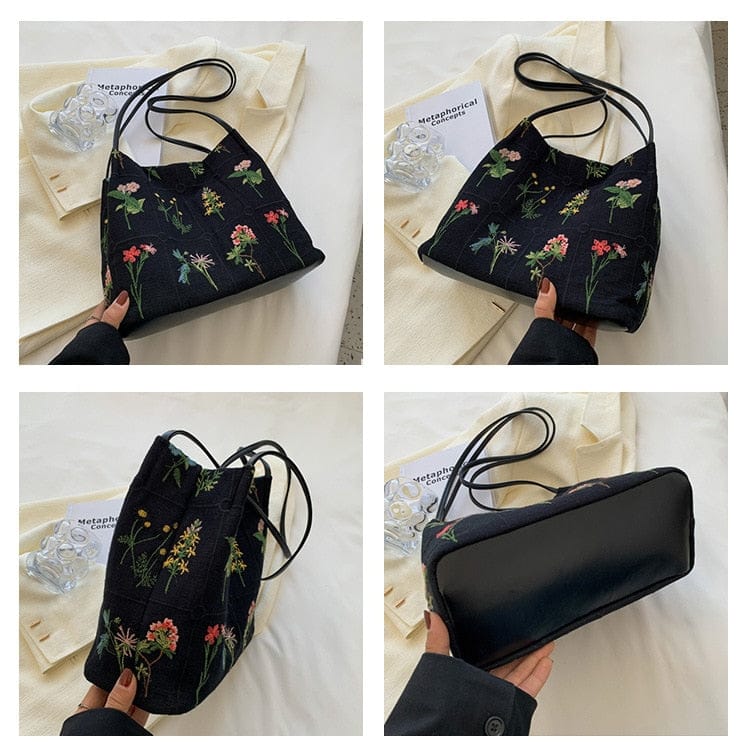 Embroidered Floral Shoulder Bag - Floral Fawna