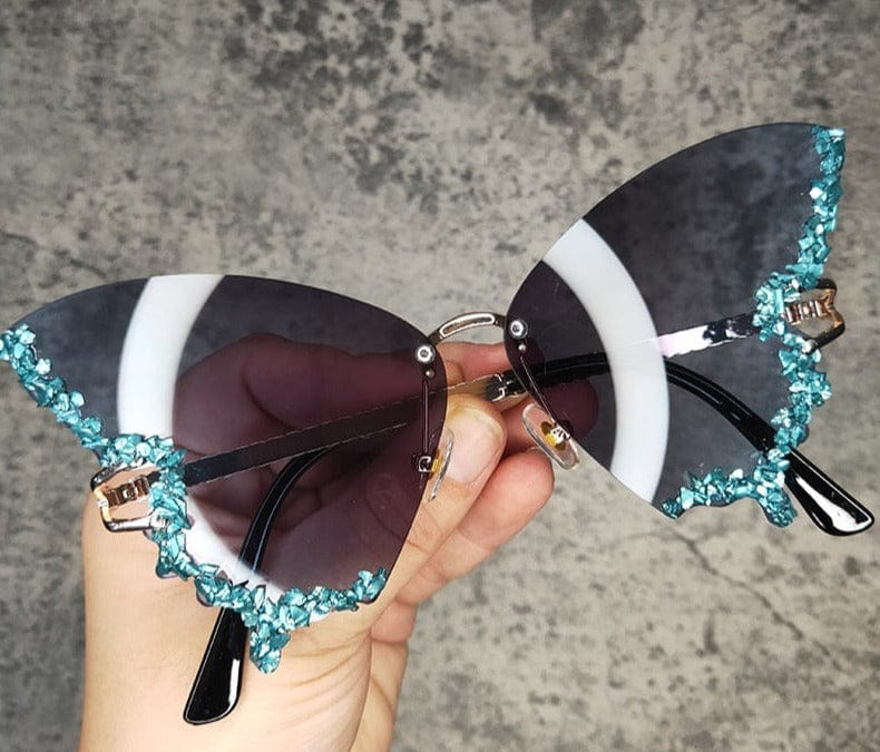 Butterfly Crystal Sunglasses - Floral Fawna