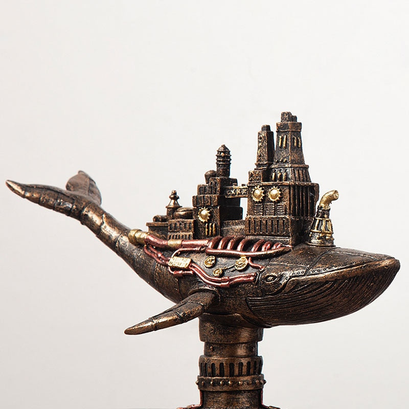 Steampunk Whale Sculpture - Floral Fawna