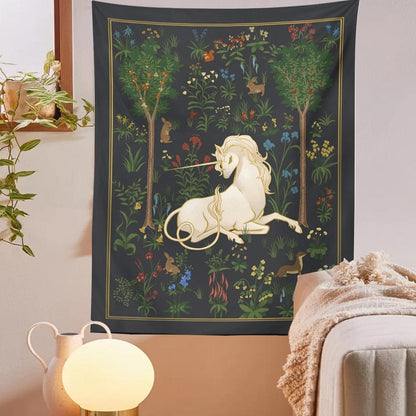 Mythical Unicorn Tapestry - Floral Fawna