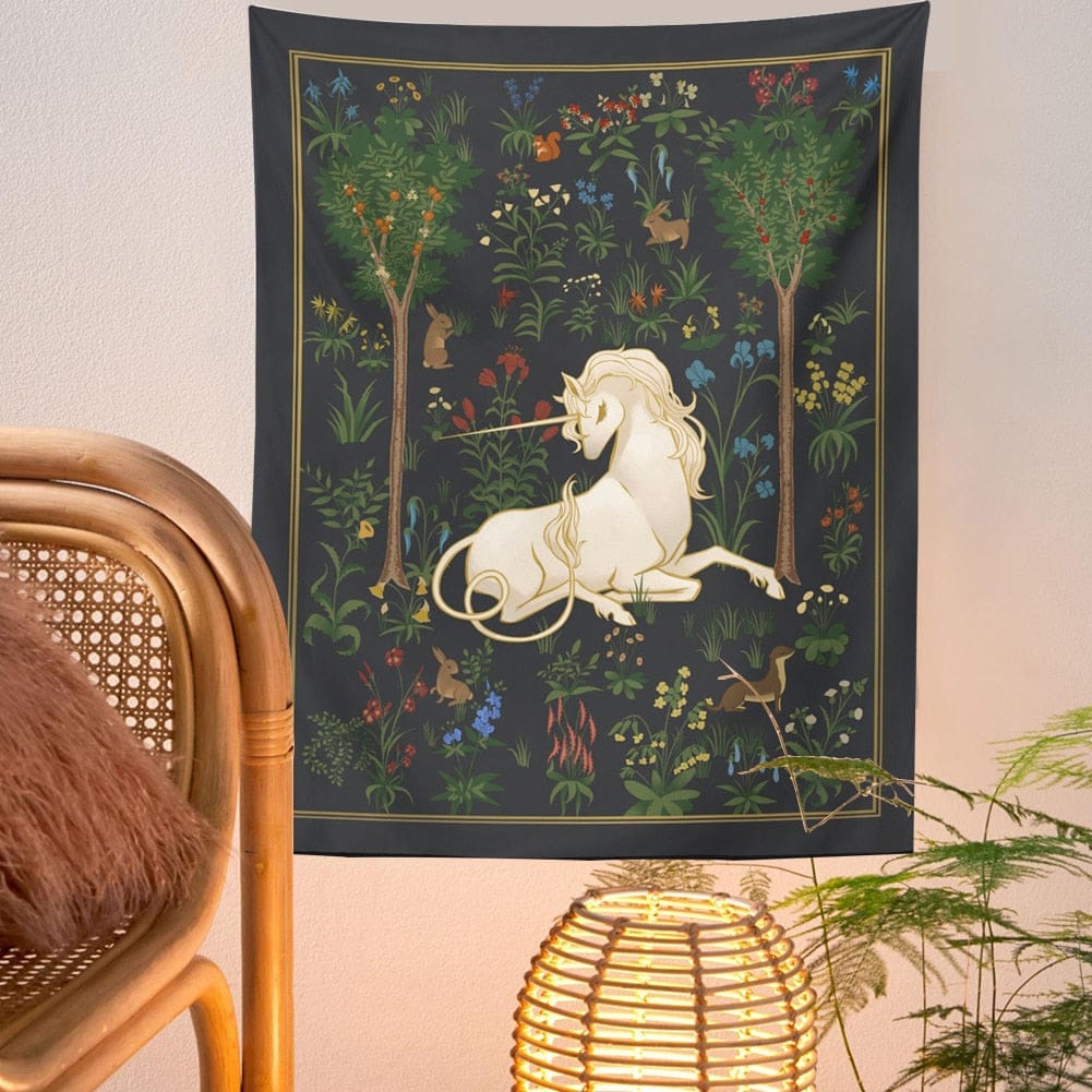 Mythical Unicorn Tapestry - Floral Fawna