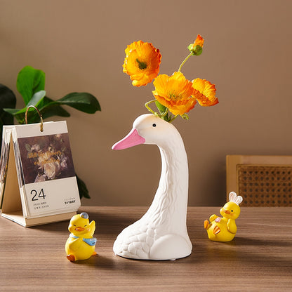 Ceramic Swan Vase - Floral Fawna