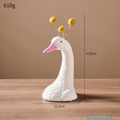 Ceramic Swan Vase - Floral Fawna