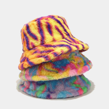 Faux Fur Festival Bucket Hat - Floral Fawna