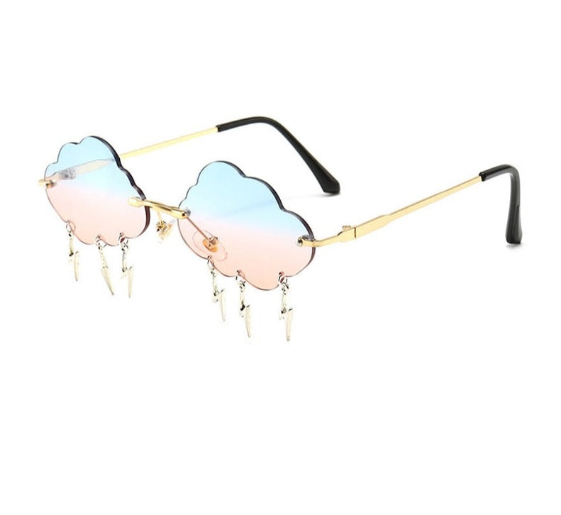 Cloud &amp; Lightening Bolt Festival Sunglasses - Floral Fawna