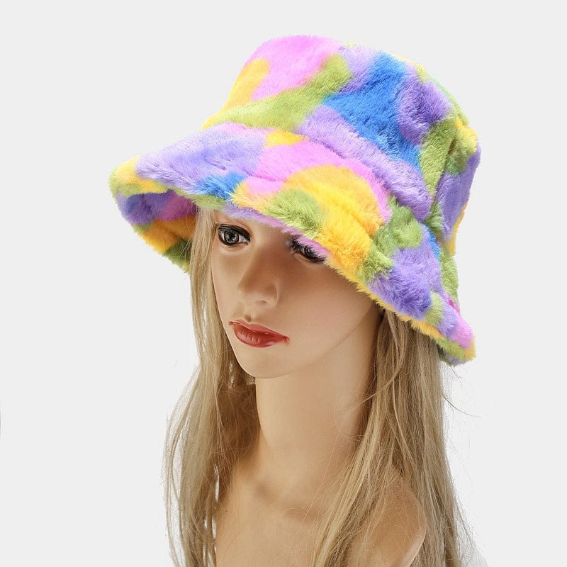 Faux Fur Festival Bucket Hat - Floral Fawna