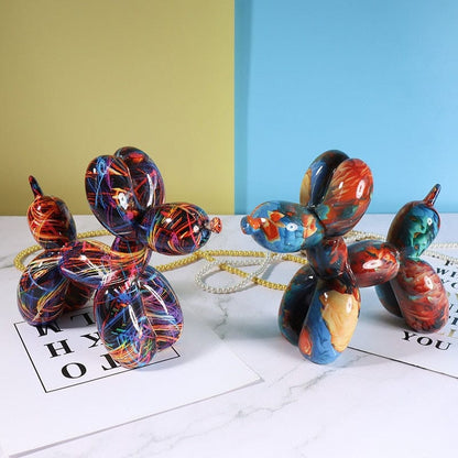 Graffiti Balloon Dog Sculpture - Floral Fawna