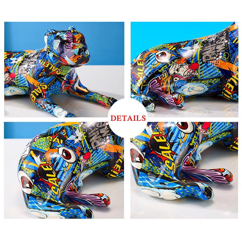 Modern Graffiti Pitbull Terrier Sculpture - Floral Fawna