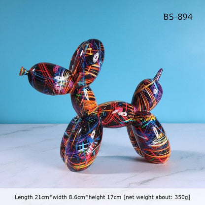 Graffiti Balloon Dog Sculpture - Floral Fawna