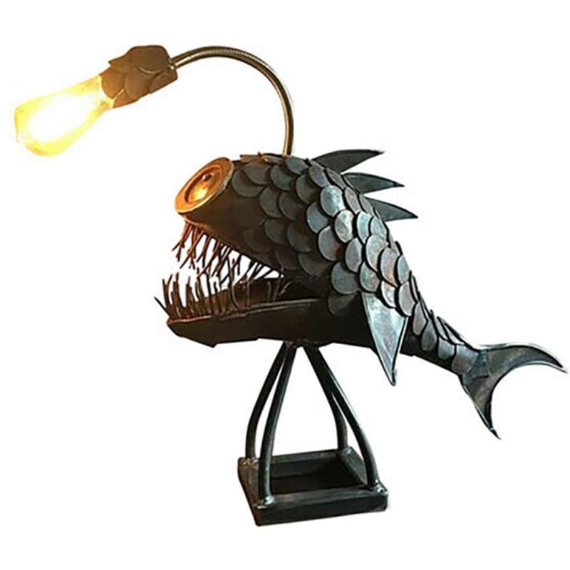 Iron Angler Fish Table Lamp - Floral Fawna