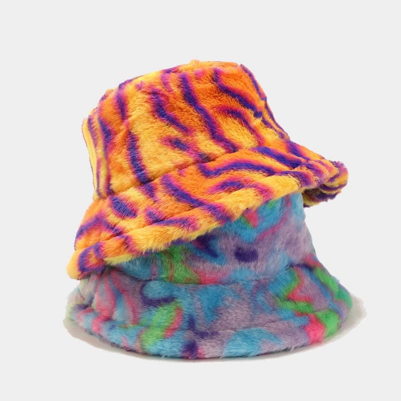 Faux Fur Festival Bucket Hat - Floral Fawna