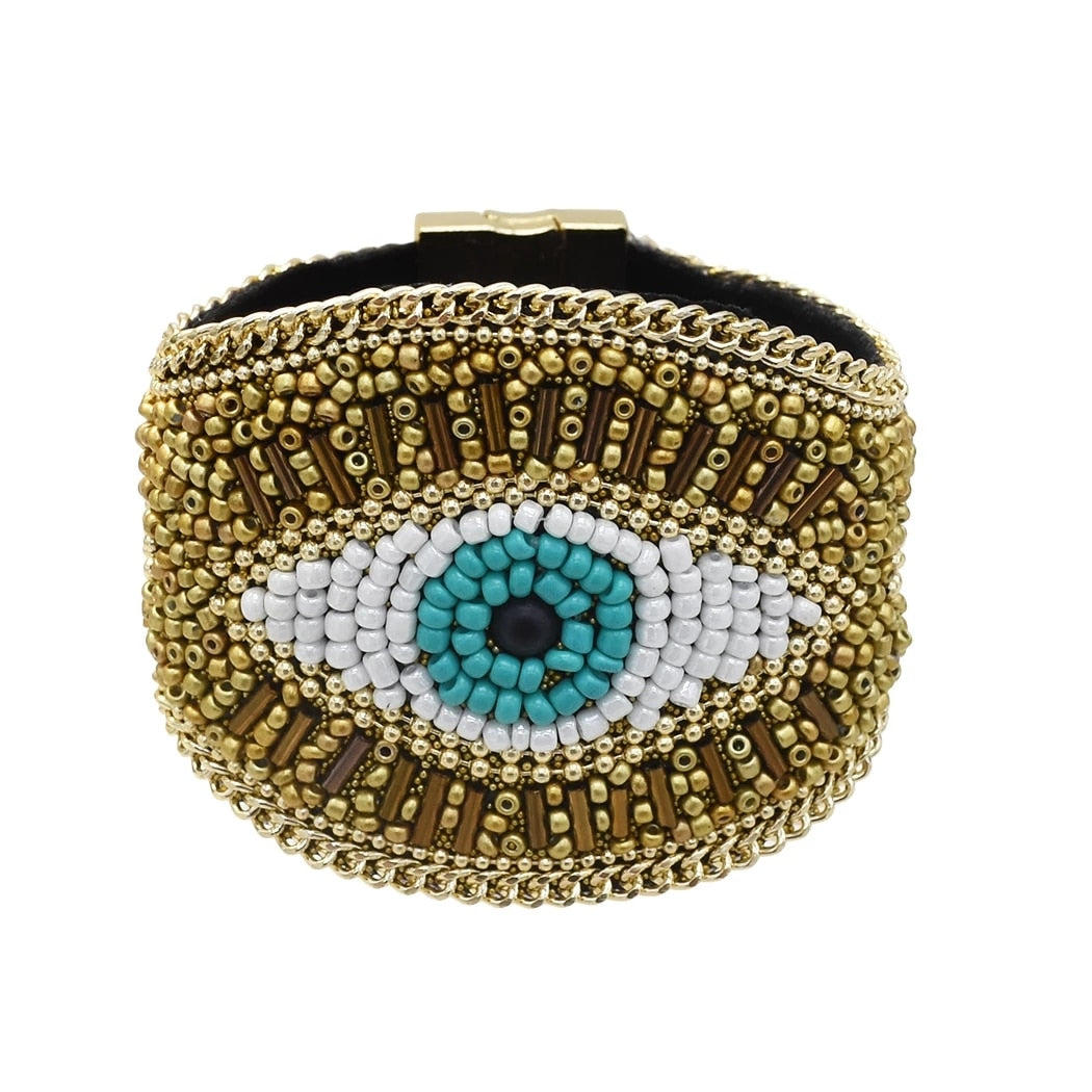 Evil Eye Beaded Bracelet - Floral Fawna