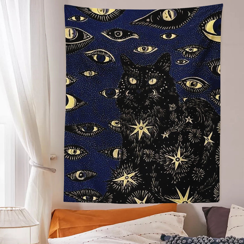 Black Cat Tapestry - Floral Fawna