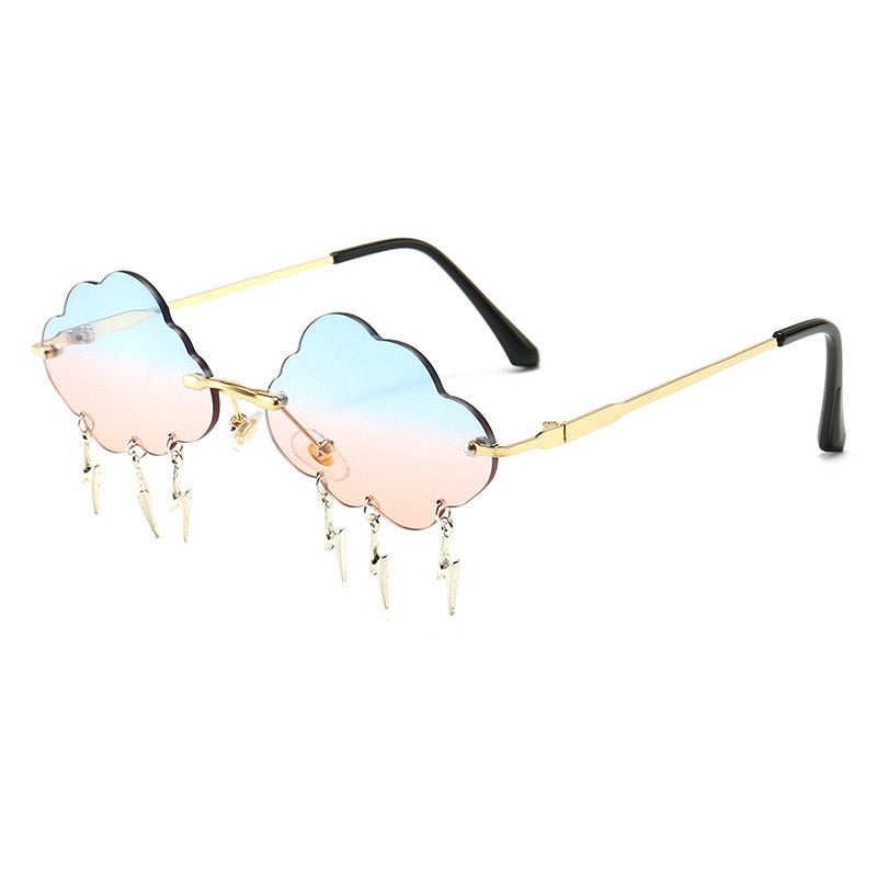 Cloud &amp; Lightening Bolt Festival Sunglasses - Floral Fawna