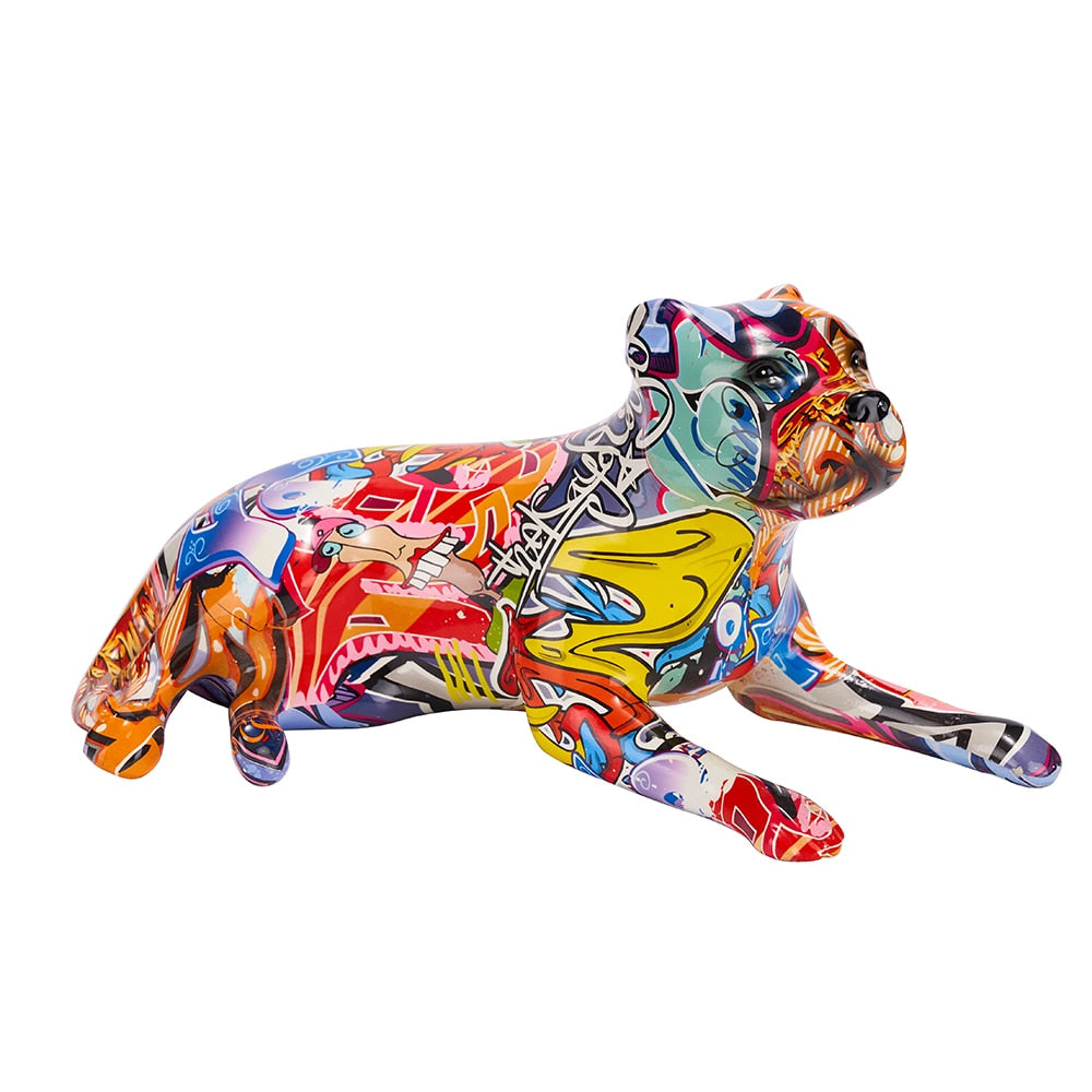 Modern Graffiti Pitbull Terrier Sculpture - Floral Fawna