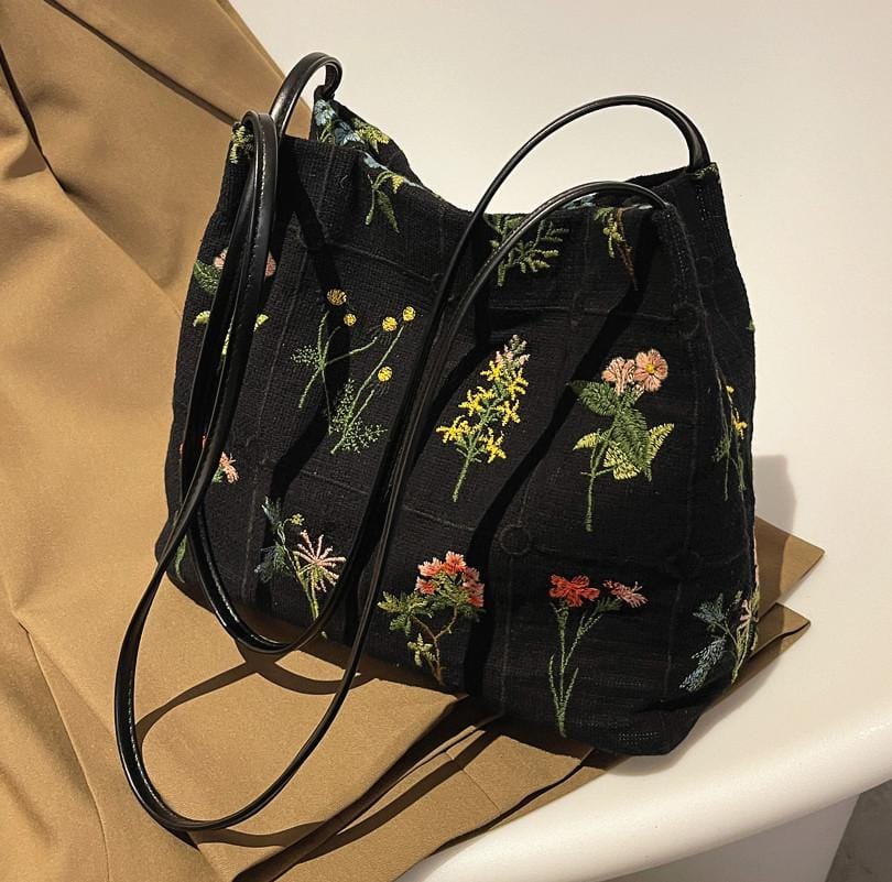 Embroidered Floral Shoulder Bag - Floral Fawna