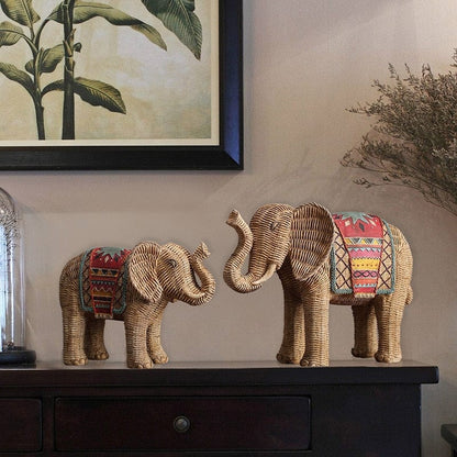 Rattan Elephant Ornament - Floral Fawna