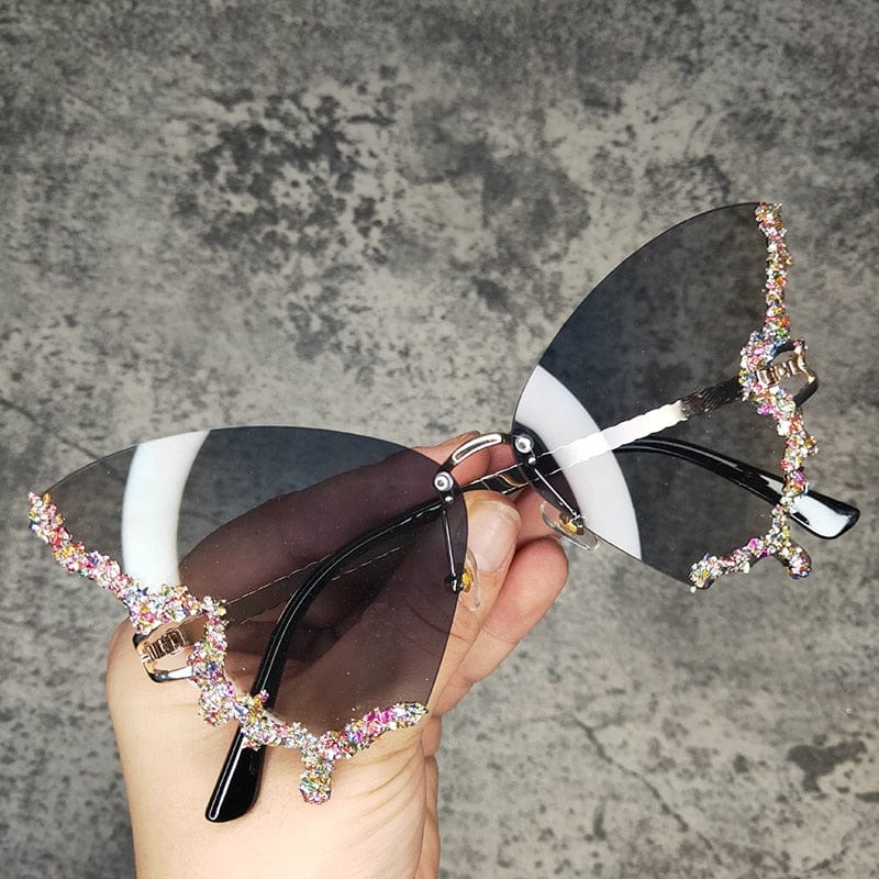 Butterfly Crystal Sunglasses - Floral Fawna